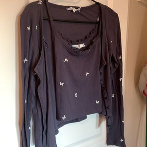 2 piece butterfly top set